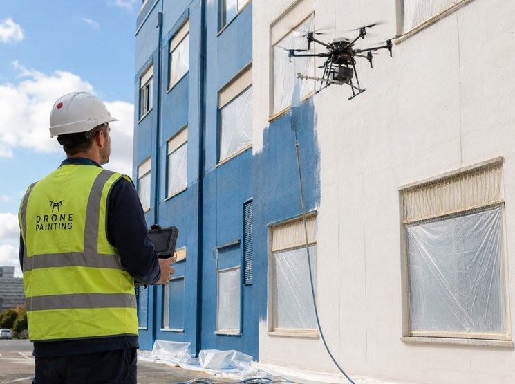 Limpieza con agua a presión mediante drones para fachadas y estructuras en Santoña Condiciones de contratación de servicios con drones en Santoña